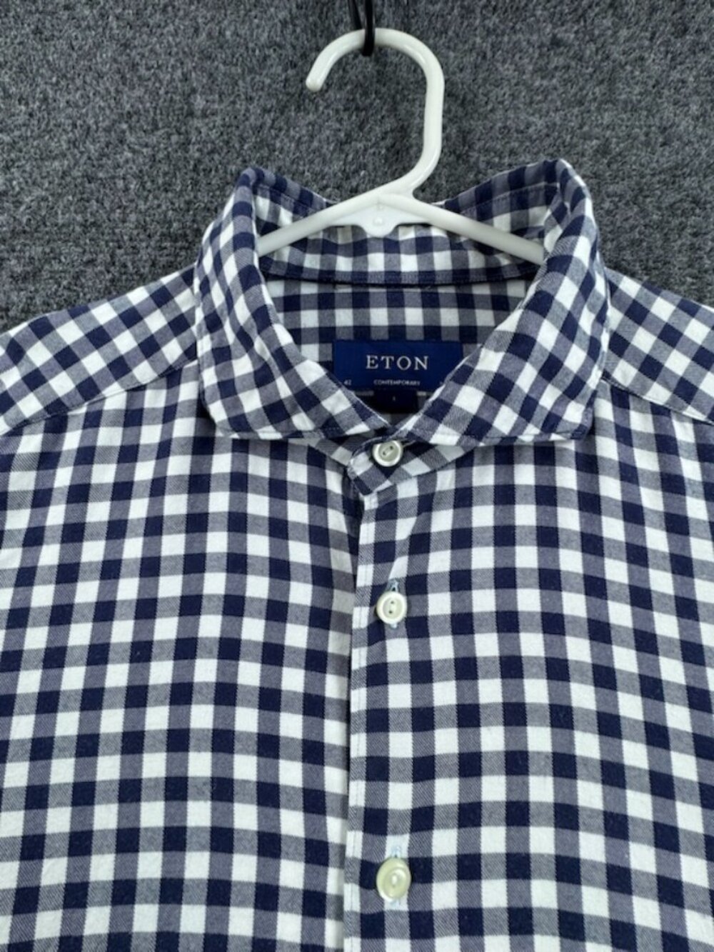 Eton Indigo Indigo Flannel Lyocell Cotton Blue Mens Soft Check Large Shirt Work
